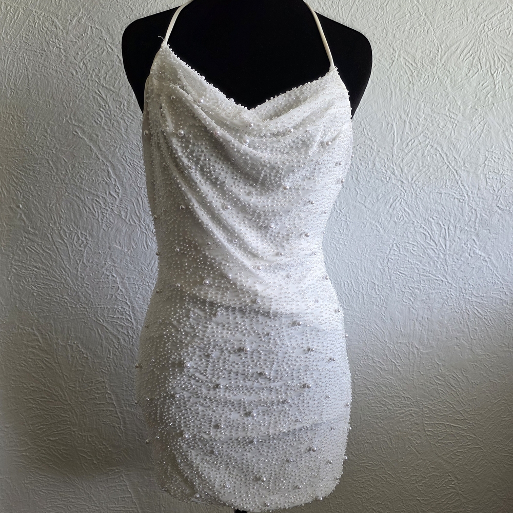 The Vintage Shop White Beaded Mini Dress